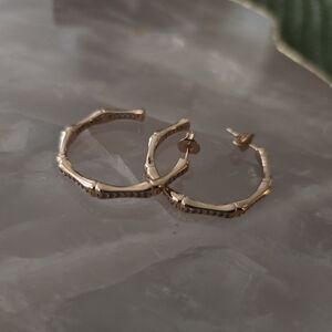 Elegant Rose Gold Bamboo Hoop Earrings. 1 In Hoops